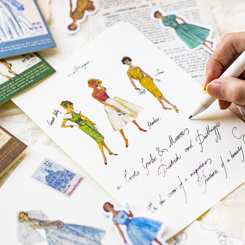 Crepúsculo pegatinas paquete nostálgico desfile de moda serie nostálgico retro personaje diario DIY material pegatinas 8