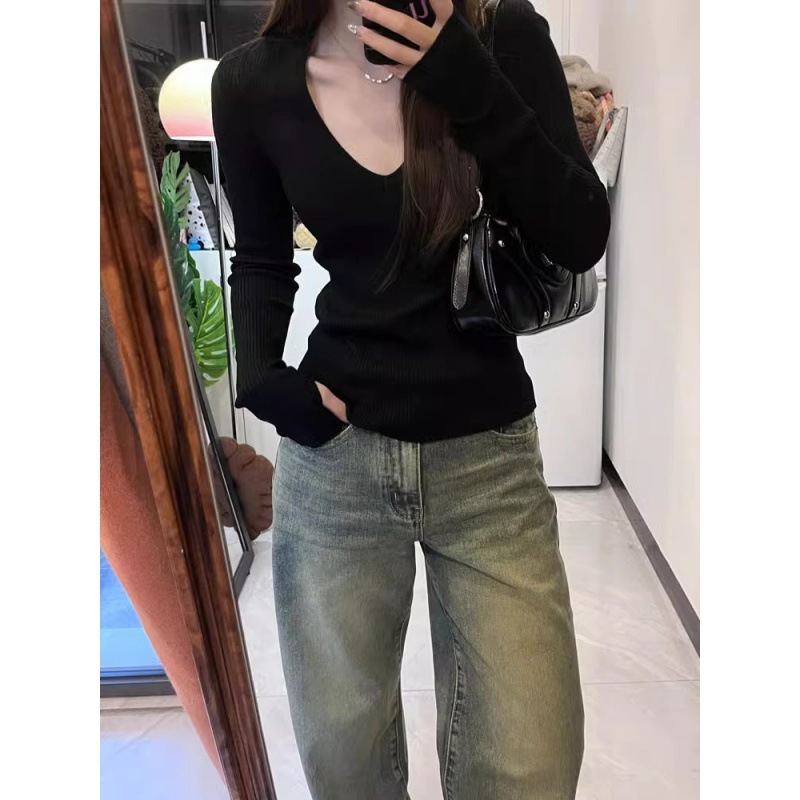 Black base body-friendly spring demi-season long-sleeve