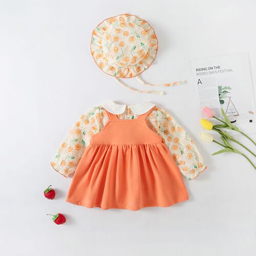 Korean-style children's clothing, newborn baby clothes for spring and autumn, baby dresses with long sleeves, set for girls, baby dresses