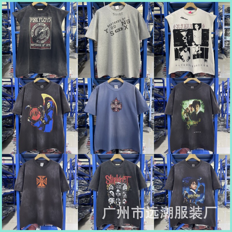 T-Shirt Men's Rock Pink Loose Retro American Old Vintage Band Doing Floyd Short-Sleeved Top