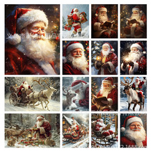 新款圣诞钻石画圣诞老人送礼物装饰钻石画DIY圆满钻跨境厂家直销
