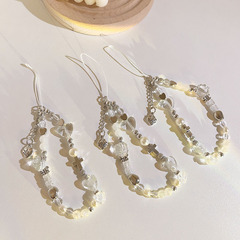 ins light luxury metal love chain pendant universal mobile phone case keychain diy hand rope mobile phone lanyard earphone set