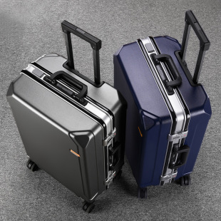 2023 New Suitcase Student Aluminum Frame Trolley Case Universal Wheel Men's and Women's Zipper Password Suitcase Sturdy Boarding Case