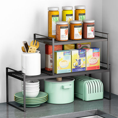 kitchen Storage Iron art Stratified Shelf multi-function Japanese Superposition mesa cupboard Dishes Seasoning Storage rack