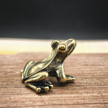 跨境国潮风做旧铜实心小青蛙桌面金属摆件创意钥匙挂件吉祥金蟾