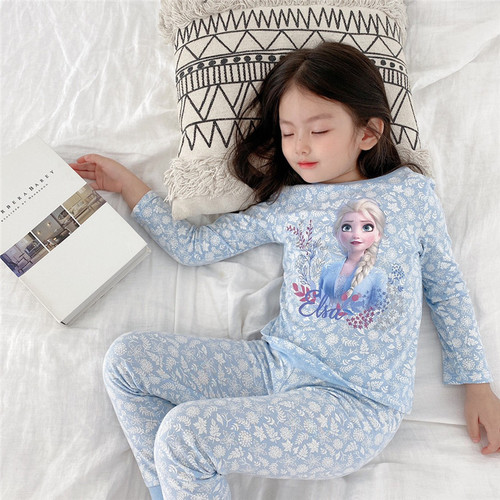 Children's Pajamas Set  New Korean Spring and Autumn Style Girls' Home Clothes Two-piece Set for Large Children and Large Children, Trendy Air-Conditioning Clothes
