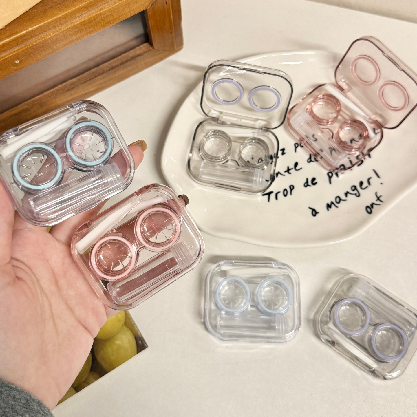 コンタクトレンズケース携帯透明ミニシンプル一体型カップルケース美瞳二重ケースは、カバーas755をねじる必要はありません