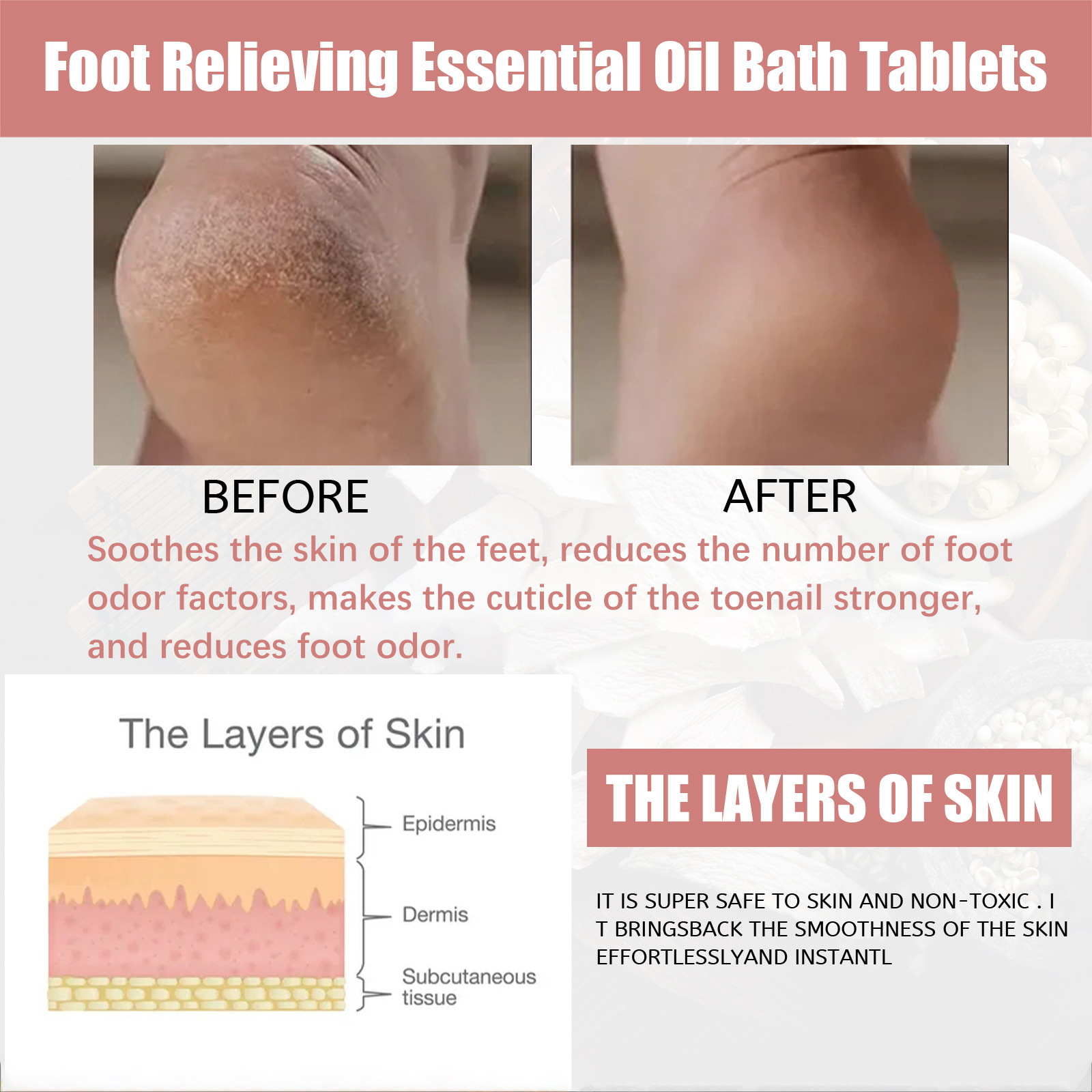 EELHOE essence brusande för kroppsrengöring, djup reparation av förhårdnader, smärtlindring och svullnad fotbadstablett_voghion.com