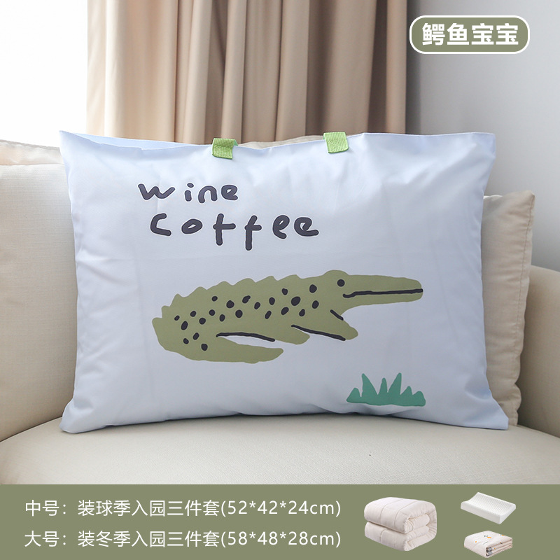 Kindergarten de tres piezas bolsa de almacenamiento de tela Oxford equipaje ropa bolsa de embalaje tarjeta de estudiante pase algodón edredón bolso