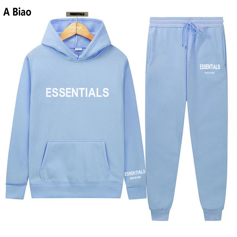 TEMOR DE DIOS doble línea Essentials Zambia moda marca pecho impreso LOGO pareja HOODIE sweater NIEBLA