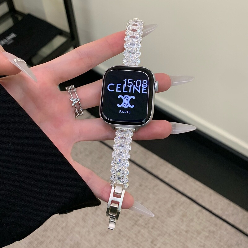Suitable for Applewatchs11 Apple Watch Se Female Iwatchs10 Wristband Design Metal Flash Diamond Watch Strap Suitable for Applewatchs11 Apple Watch Se Female Iwatchs10 Wristband Design Metal Flash Diamond Watch Strap