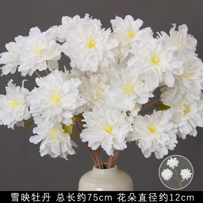 Bodas de flores de seda de imitación blanca flores falsas decorativas floral sala de bodas floral hogar ramo único camino de introducción de flores
