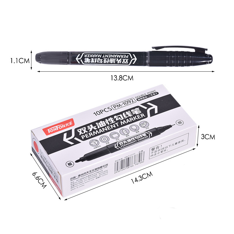 PM1092 marcador de doble cabeza de arte aceitoso pluma de gancho Grande y Pequeña de doble propósito pluma de contorno almacén logística pluma 10