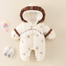 新生婴儿连体衣冬季加厚棉衣满月宝宝卡通兔子保暖棉袄周岁婴儿服