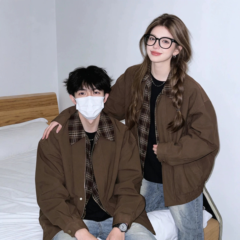 American-Style Flight Jacket for Men, Spring and Autumn Jacket, Men's Stand-Up Collar Work Jacket, Loose and Versatile Baseball Jacket for Men American-Style Flight Jacket for Men, Spring and Autumn Jacket, Men's Stand-Up Collar Work Jacket, Loose and Versatile Baseball Jacket for Men