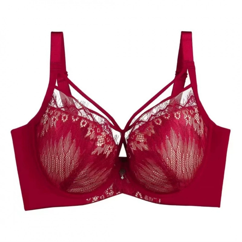 Thin sexy burgundy underwear, set, supporting bra