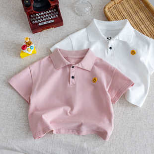 Small and Medium-Sized Kidsren's Polo Shirts 2025 Summer New Style Boys Pure Color Fashion Short-Sleeved T-Shirts Summer Casual Tops Trendy