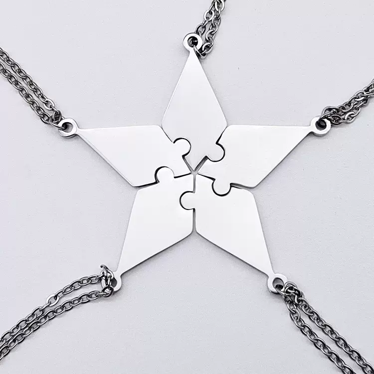 钛钢项链多人学生五角星简约拼接闺蜜生日不锈钢吊坠几何简约风