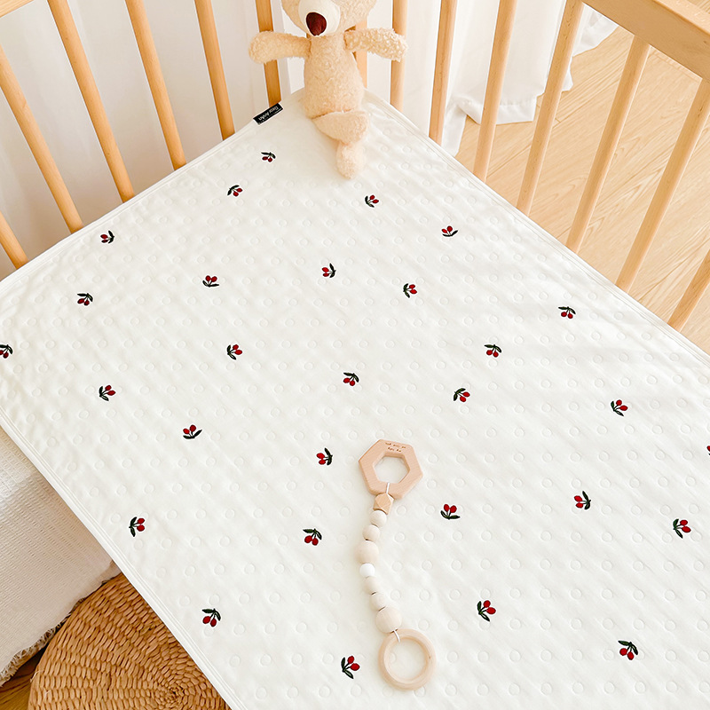 Six layers of gauze [sheet]-embroidered cherry