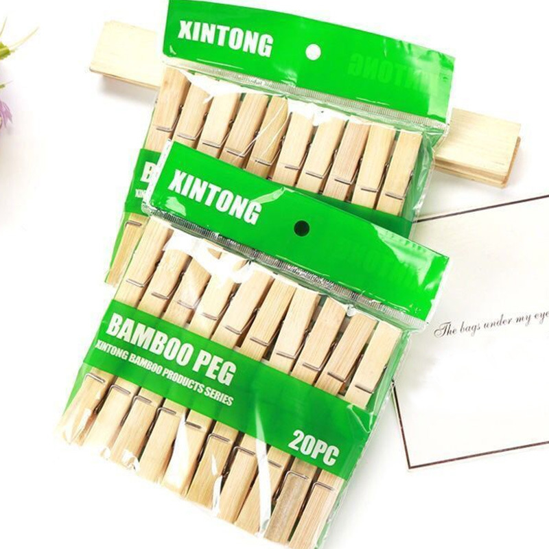 Drying Clothes Socks Anti-Fall 20pcs Pack Home Bamboo Clip Multi-Functional Clothes Socks Bamboo Clip Bamboo Clothespins