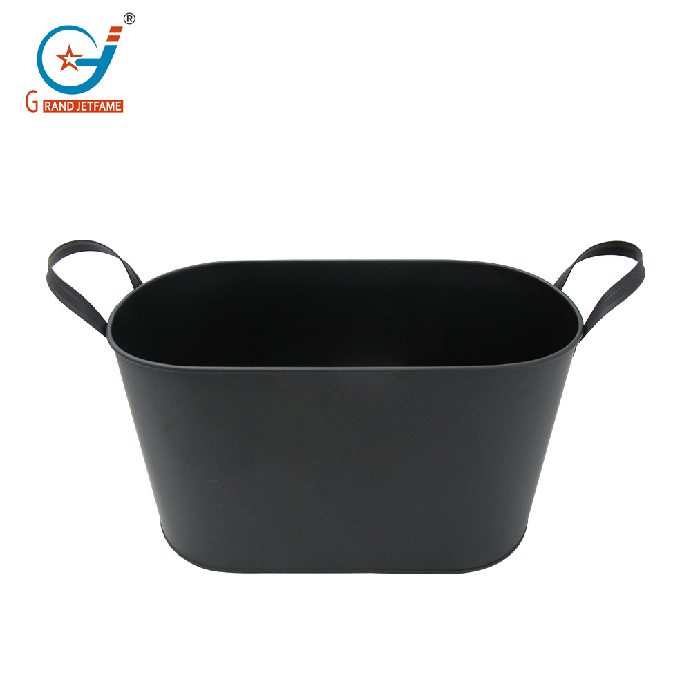 跨境供应黑色金属冰桶带提手节日桶金属圣诞桶金属季节性装饰