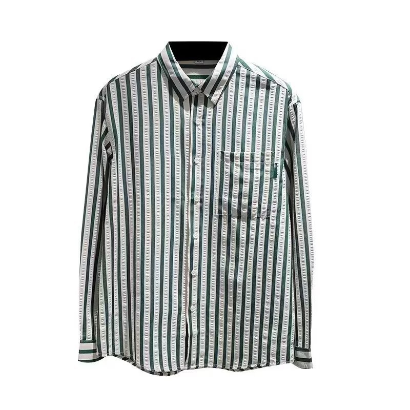 2024 camisa de manga larga a rayas estilo japonés Hong Kong ins camisa suelta para niños tendencia de otoño chaqueta casual de todo fósforo