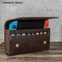 适用任天堂Switch2游戏机保护套疯马皮9张游戏卡槽磁吸扣收纳包