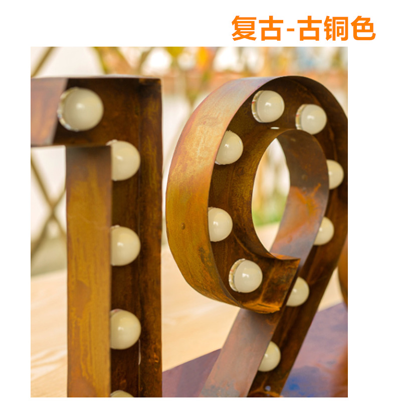 Large bulb letter light LED illuminated letters, retro and rusted, personalized bar standing shape, custom-made KTV mini numbers, 1 meter high, custom-made large detail image 3