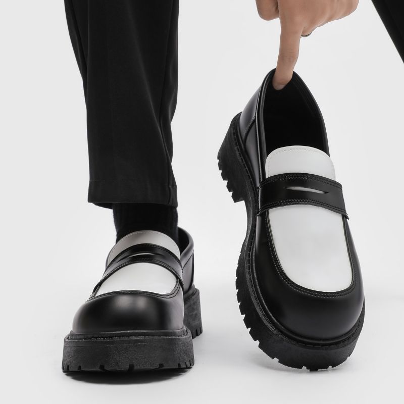 Chaussures Derby tendance pour homme ShoeVault, automne, style britannique décontracté, semelle épaisse et élégante, style rétro, rehaussantes, en cuir._voghion.com