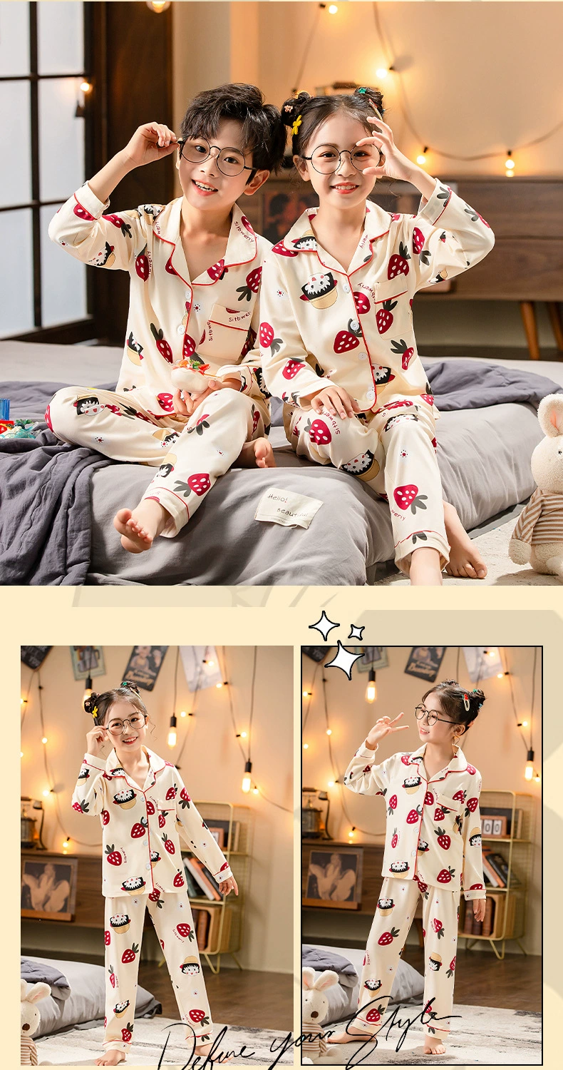 Spring Autumn Children Pajama Set Cartoon Kids Nightwear Pijama Boys Cute Girl Homewear Cardigan Students Clothes Wholesale Sleepwear & Robes cheap