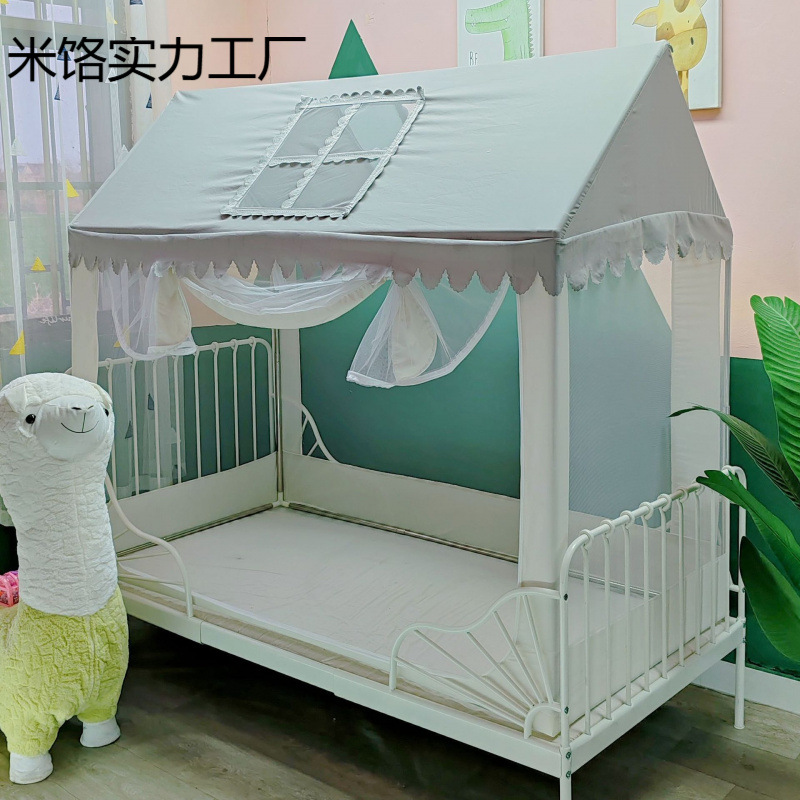 Spliced ​​Bed Stainless Steel Anti-Fall Kidsren's Mosquito Net Bracket Tent Encryption Single Bed Princess Bed Mesh Toddler Full Bottom