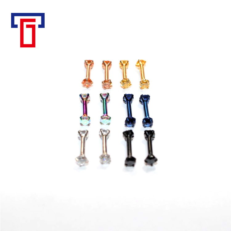 G23 Titanium Double Head Claw Set CZ Straight Barbell Eyebrow Piercing Jewelry detail image 14