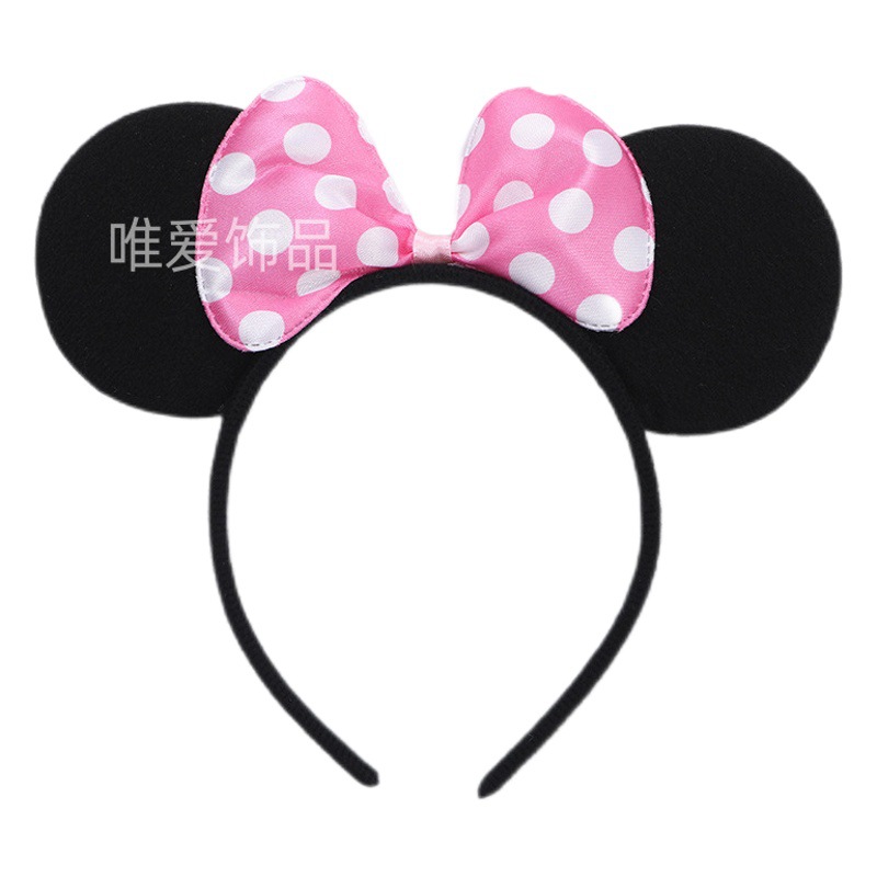 Cross-border cartoon dot bow hairband holiday cute party hair accessories simple Mickey Mouse hairband manufacturers wholesale