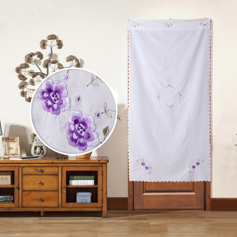 Slub Cotton Embroidered Fabric Door Curtain for Kitchen and Bathroom Partition Curtain Hanging Curtain for Interior Decoration Household Simple Half Curtain Slub Cotton Embroidered Fabric Door Curtain for Kitchen and Bathroom Partition Curtain Hanging Curtain for Interior Decoration Household Simple Half Curtain
