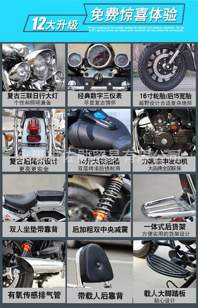 Vintage fully equipped Harley Storm Prince motorcycle, suitable for registration, long-distance passenger-carrying, large-foot pedal, National IV standard motorcycle