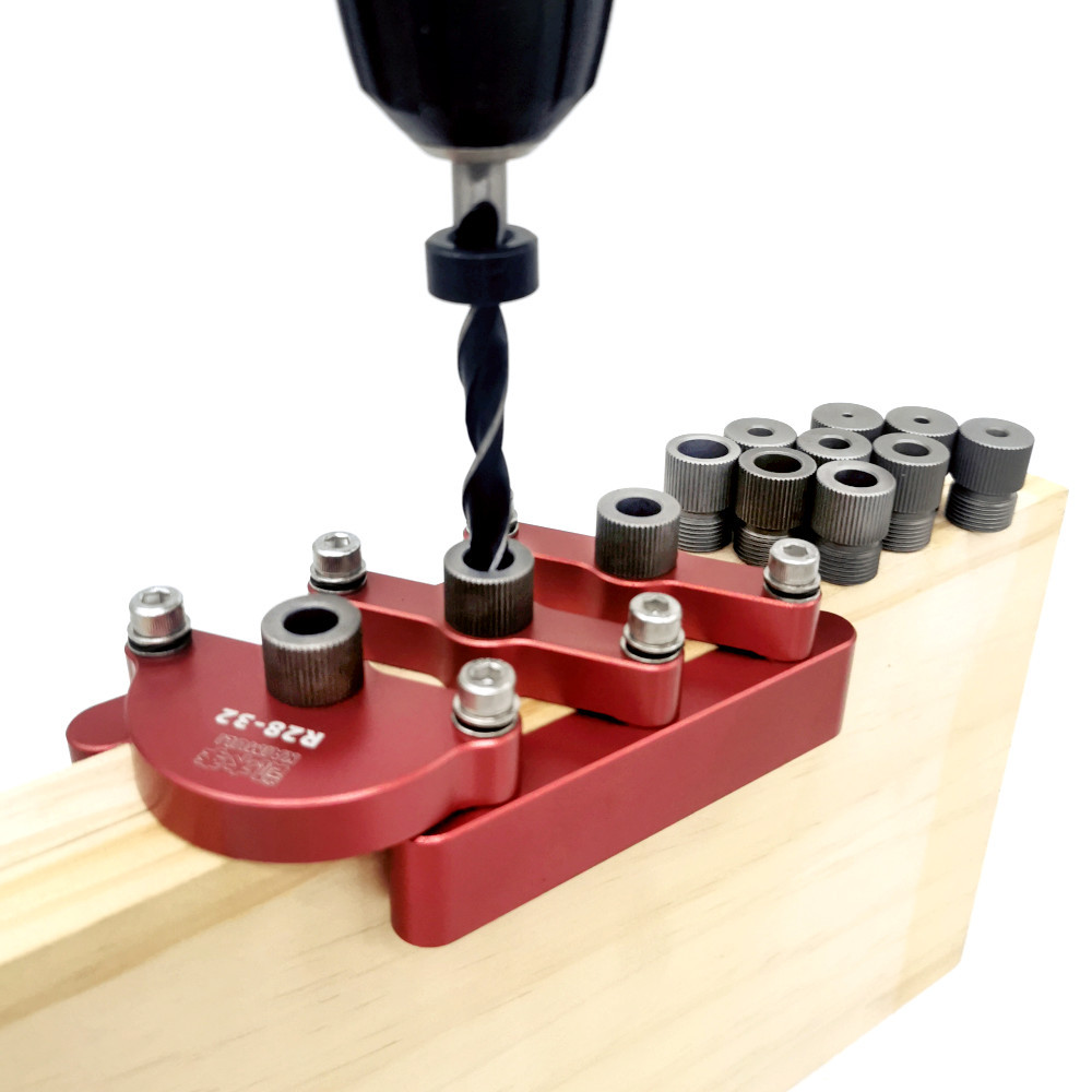 木工自定心圆木榫三合一开孔器 90度直孔定位器 DIY 板式家具拼板