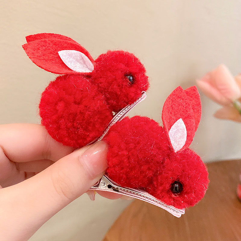 Clipper de conejo niñas lindas súper lindas estereoscópicas para niños peludos niñas no lastiman el cabello otoño invierno frisa clips adornamiento para el cabello