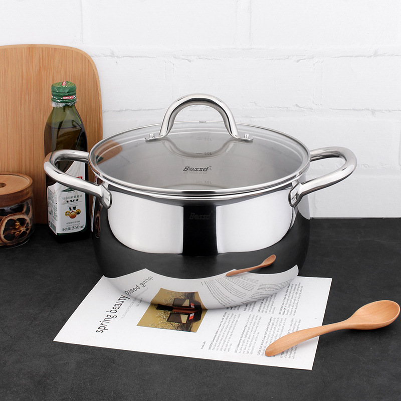 Bossd Bosch 18 / 10 acero inoxidable grosor 24cm tambor de olla de fideos 6L olla de carne de fideos