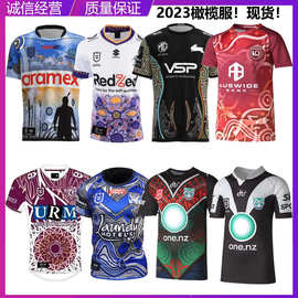 2023NRL马鲁鲨鱼勇士墨尔本兔子海鹰土著版短袖上衣橄榄球衣服男