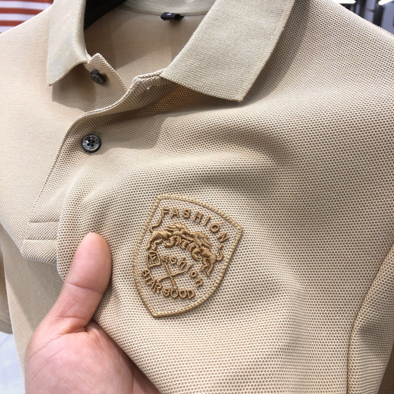 Pure Cotton Summer New High-End Polo Shirt Short-Sleeved Men's T-Shirt Loose and Versatile Trendyy Fashionable Ice Silk Men's T-Shirt