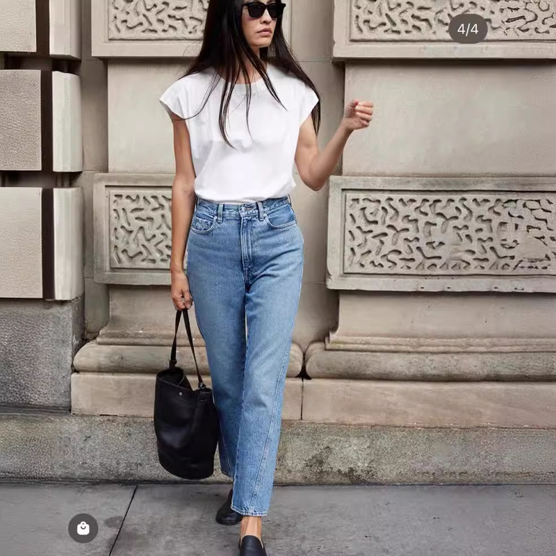 Distressed washed twisted cropped micro flared jeans women's high waist high-looking fashionable all-match