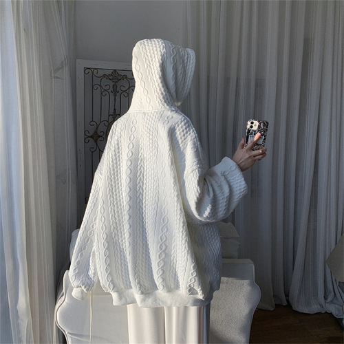 Men's Hooded Sweatshirt Autumn Trend Brand Long-Sleeve Hooded Jacket Spring and Autumn Style Men's White Hooded Top