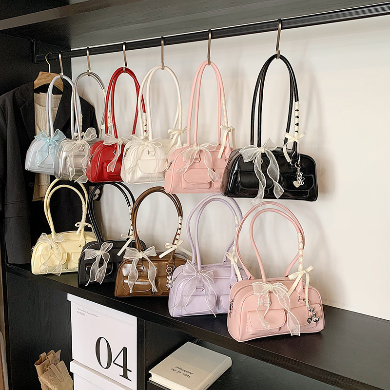 Yunzhen's Same Style Pink Bowling Tote Bag for Women, New Spring and Summer Model, High-End Luxury Niche Boston Women's Bag Yunzhen's Same Style Pink Bowling Tote Bag for Women, New Spring and Summer Model, High-End Luxury Niche Boston Women's Bag
