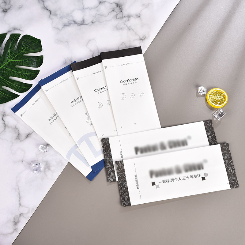 定 制LOGO袜子袋白牛皮纸淋膜纸袋保暖内衣包装风琴式拖鞋鞋垫包