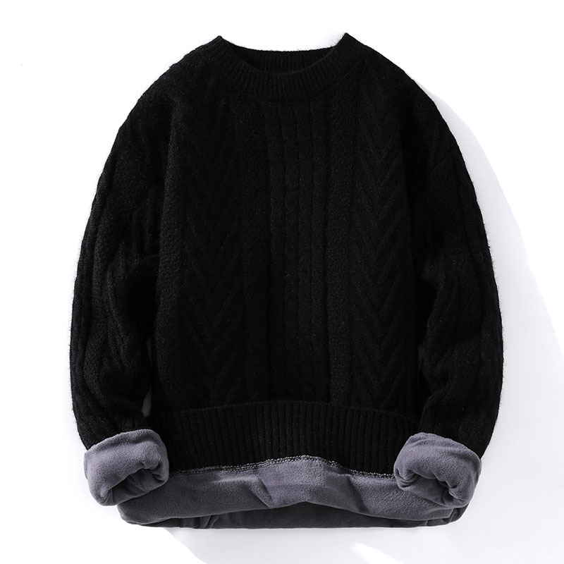 包郵便高品質セーター男性秋冬新型ベルベット保温ニット青年シンプル2023