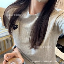 黑色小爱心川久PLA*日系潮牌夏季新款男女同款情侣装圆领短袖T