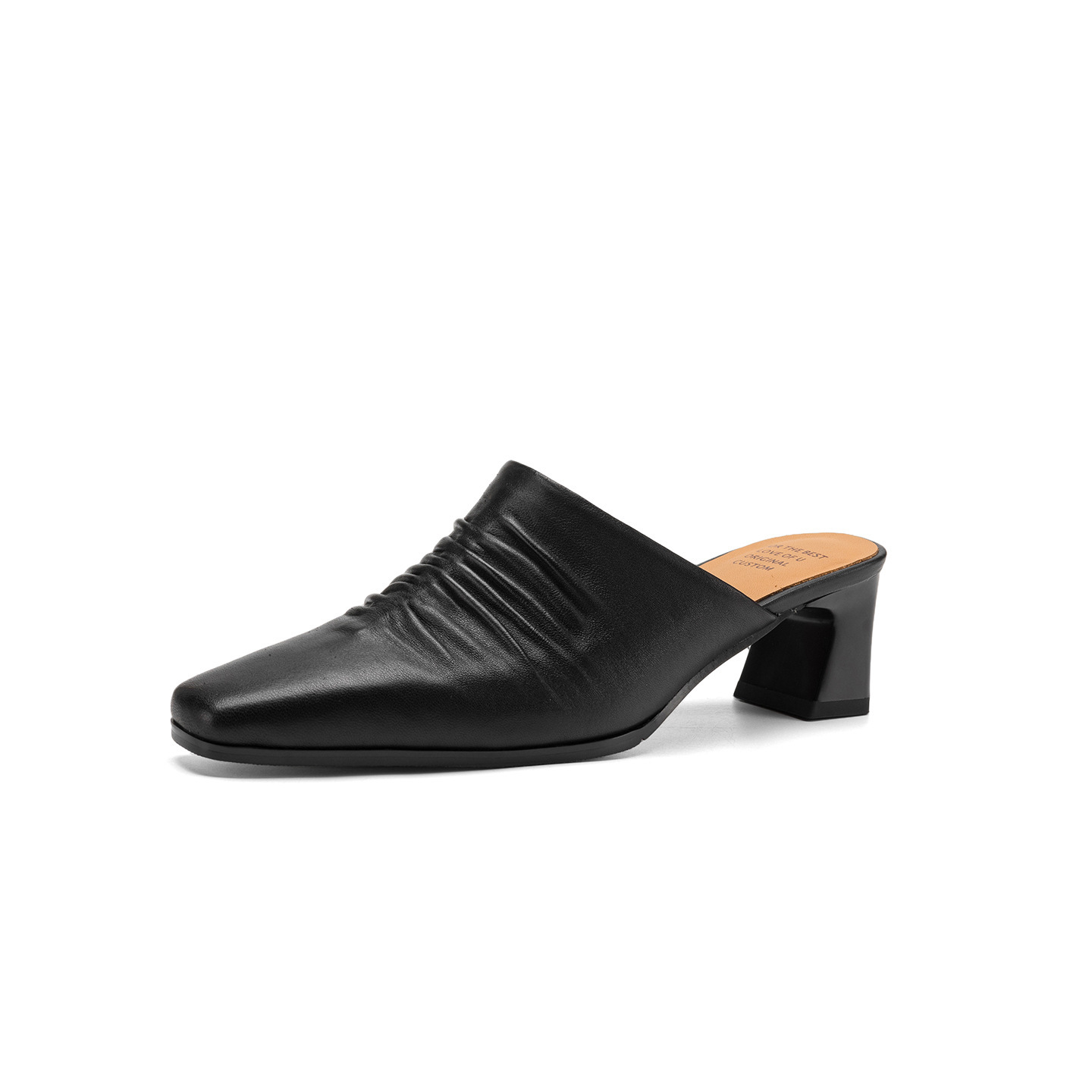 Sandal cao gót nữ mũi kín gót hở, gót 5 cm — đen