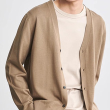 跨境男士开衫2025春季新款韩版宽松帅气针织衫大V领毛衣百搭铭亦