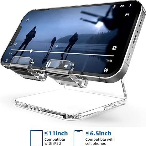 Cross-Border Acrylic Mobile Phone Holder Counter Display Stand Desktop Lazy Bracket Base Transparent Acrylic Mobile Phone Bracket