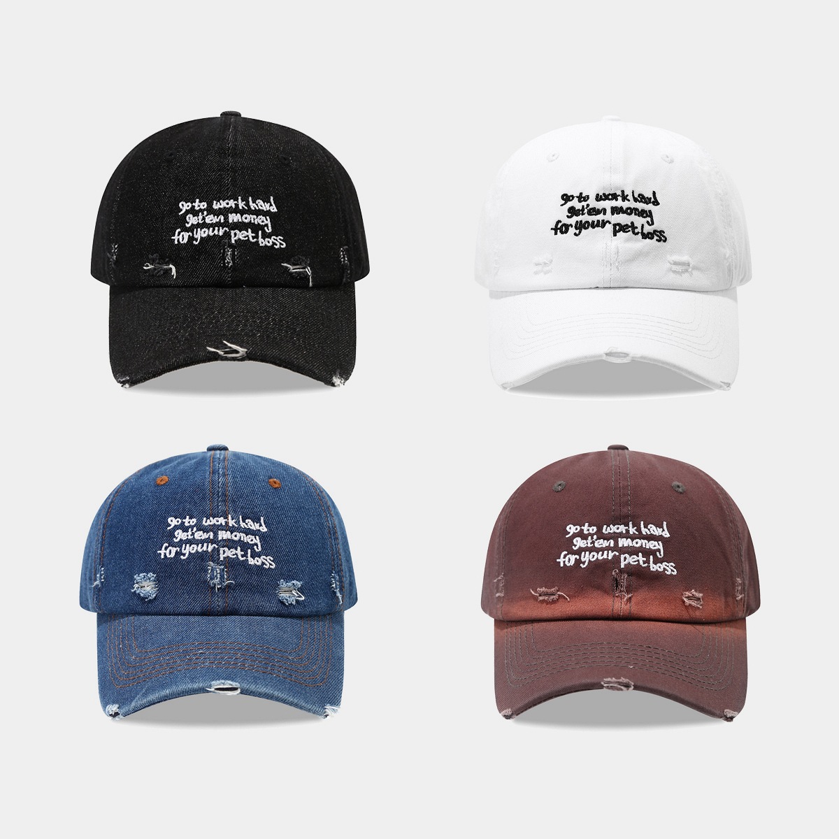 Gorra de béisbol con letras de agujero viejas japonesas para hombres y mujeres, verano retro, sombrero de lengua de pato de mezclilla casual coreano